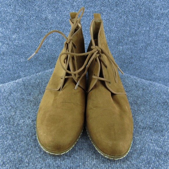 Franco Sarto Annabelle Brown Suede Wedge Ankle Boots Women 9.5 Lace Up - Picture 3 of 9